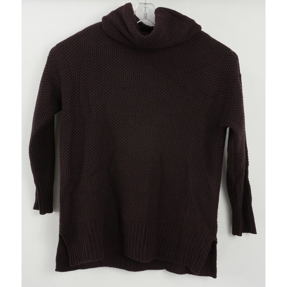 Sanctuary Women's Medium Burgundy‎ Waffle Knit Ribbed Cowl Neck Tunic Sweater
